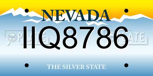 IIQ8786 Nevada License Plate