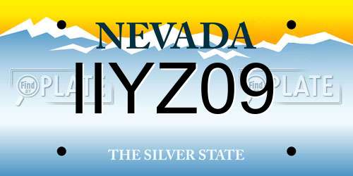 IIYZ09 Nevada License Plate