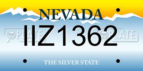 IIZ1362 Nevada License Plate