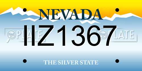 IIZ1367 Nevada License Plate