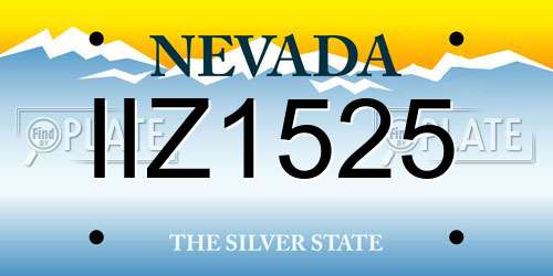 IIZ1525 Nevada License Plate