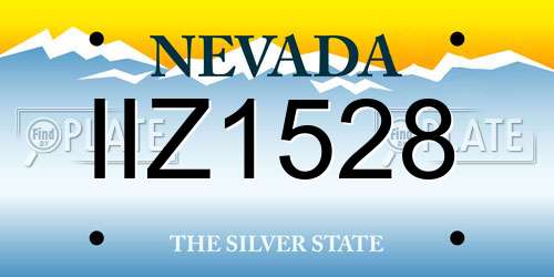 IIZ1528 Nevada License Plate