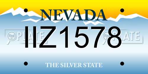 IIZ1578 Nevada License Plate