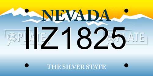 IIZ1825 Nevada License Plate