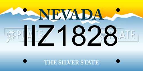 IIZ1828 Nevada License Plate
