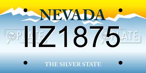 IIZ1875 Nevada License Plate
