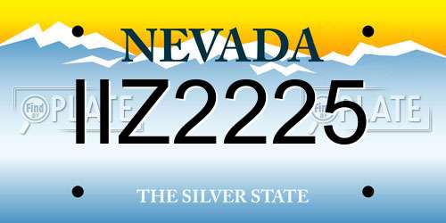 IIZ2225 Nevada License Plate