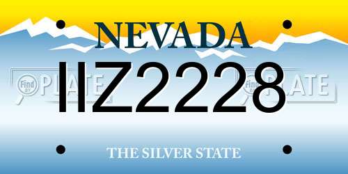 IIZ2228 Nevada License Plate