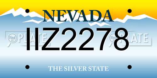 IIZ2278 Nevada License Plate