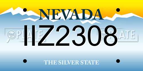 IIZ2308 Nevada License Plate