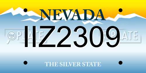 IIZ2309 Nevada License Plate