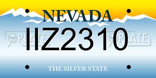 IIZ2310 Nevada License Plate