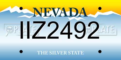 IIZ2492 Nevada License Plate
