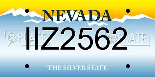 IIZ2562 Nevada License Plate