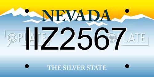 IIZ2567 Nevada License Plate