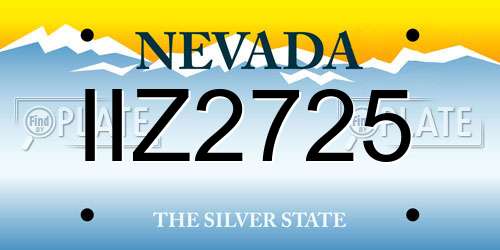 IIZ2725 Nevada License Plate