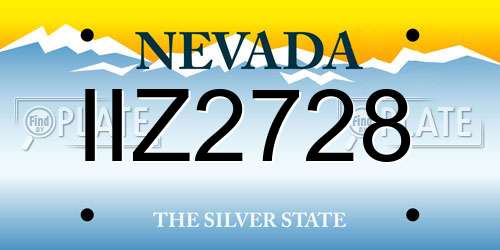 IIZ2728 Nevada License Plate