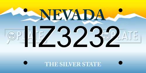 IIZ3232 Nevada License Plate