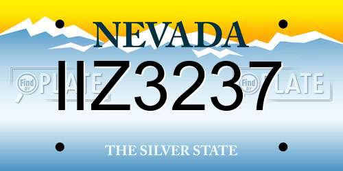 IIZ3237 Nevada License Plate