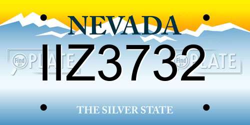 IIZ3732 Nevada License Plate