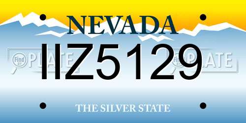 IIZ5129 Nevada License Plate