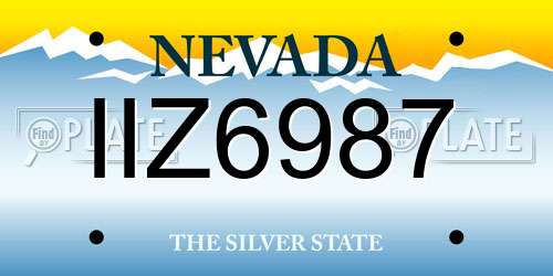 IIZ6987 Nevada License Plate