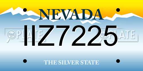 IIZ7225 Nevada License Plate