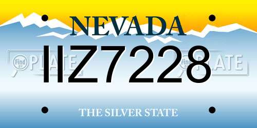 IIZ7228 Nevada License Plate