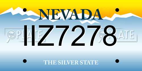 IIZ7278 Nevada License Plate