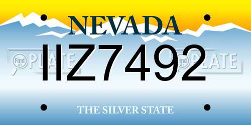 IIZ7492 Nevada License Plate