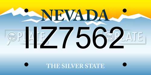 IIZ7562 Nevada License Plate
