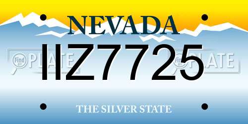 IIZ7725 Nevada License Plate