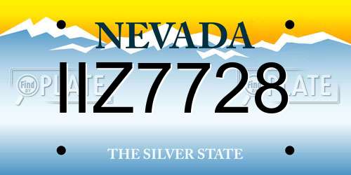 IIZ7728 Nevada License Plate