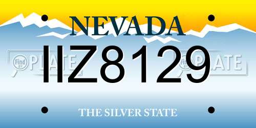 IIZ8129 Nevada License Plate