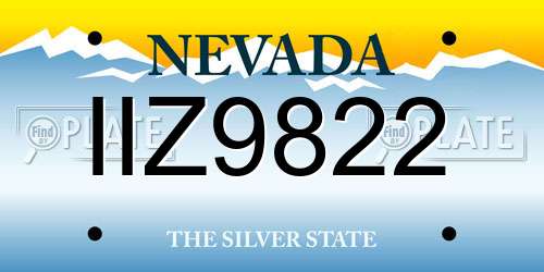 IIZ9822 Nevada License Plate