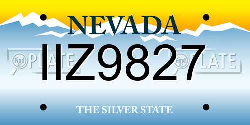 IIZ9827 Nevada License Plate