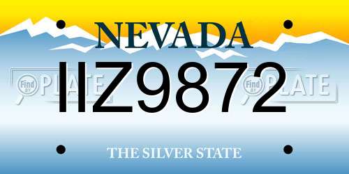 IIZ9872 Nevada License Plate