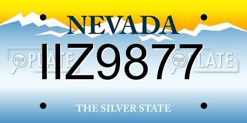 IIZ9877 Nevada License Plate