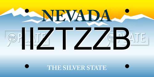 IIZTZZB Nevada License Plate