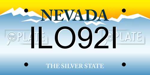 ILO92I Nevada License Plate