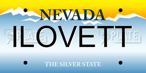 ILOVETT Nevada License Plate