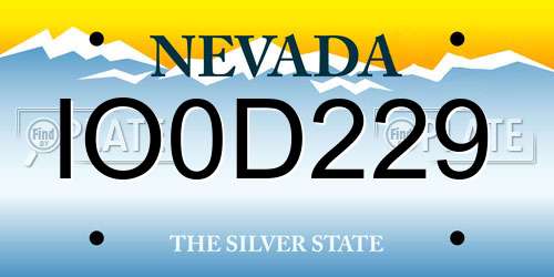IO0D229 Nevada License Plate