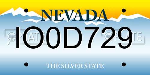 IO0D729 Nevada License Plate