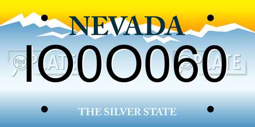 IO0O060 Nevada License Plate