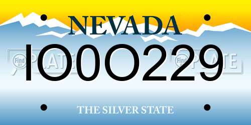 IO0O229 Nevada License Plate