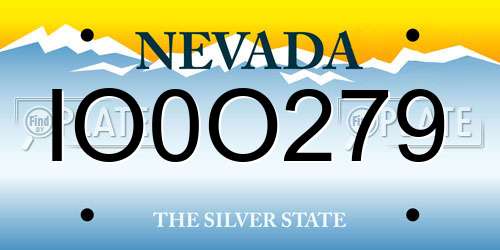 IO0O279 Nevada License Plate