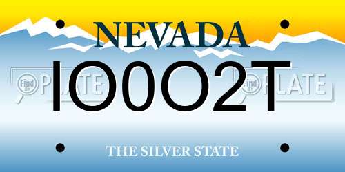IO0O2T Nevada License Plate