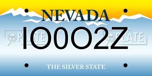 IO0O2Z Nevada License Plate