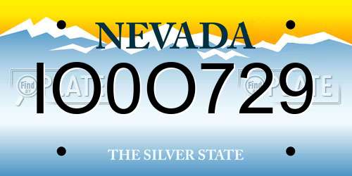 IO0O729 Nevada License Plate