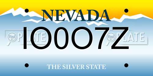 IO0O7Z Nevada License Plate